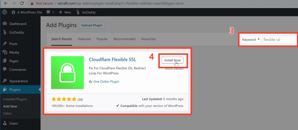 Search and Install Flexible SSL plugin