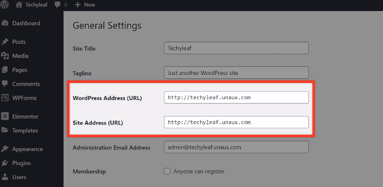 Change old domain