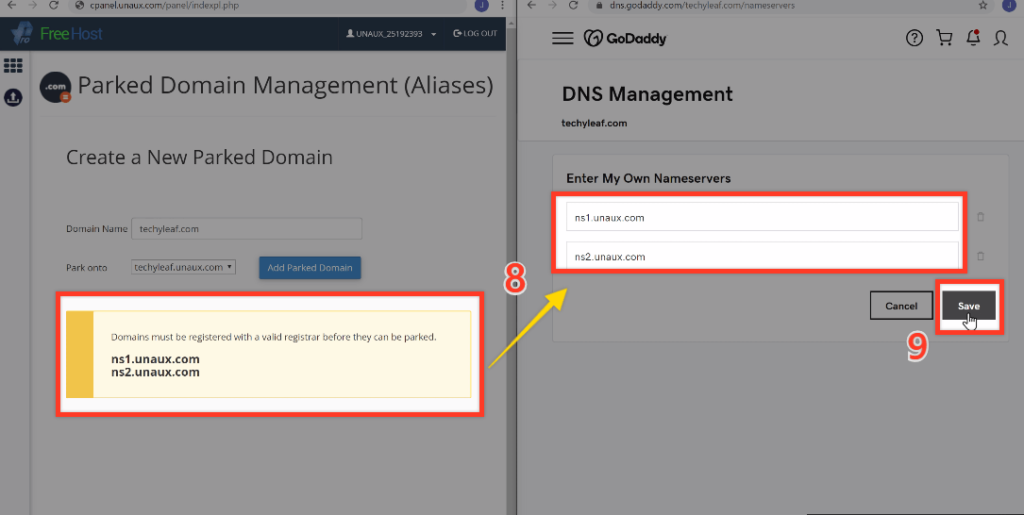 Copy and paste the nameservers