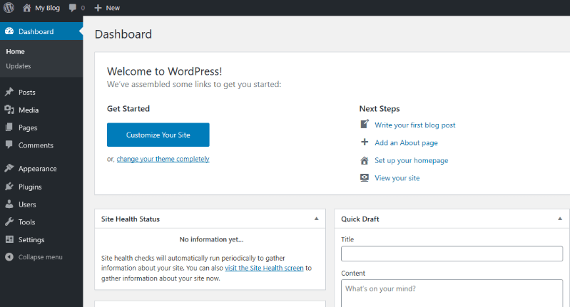 Wordpress Dashboard