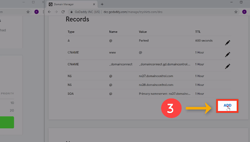 add new record in godaddy