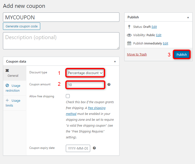 Create coupon