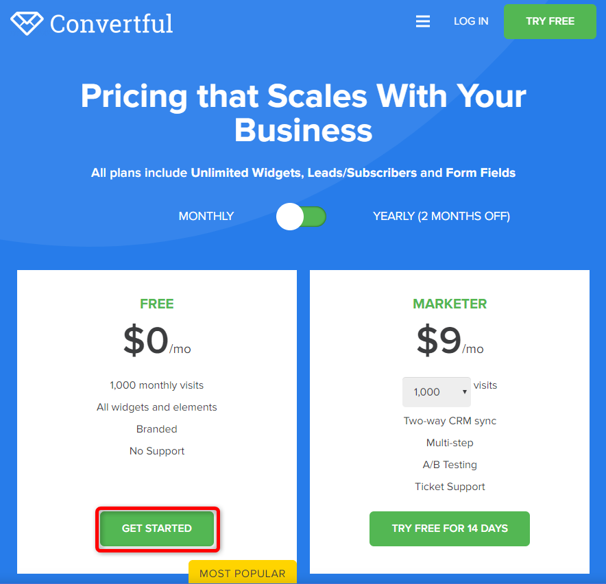 Convertful pricing