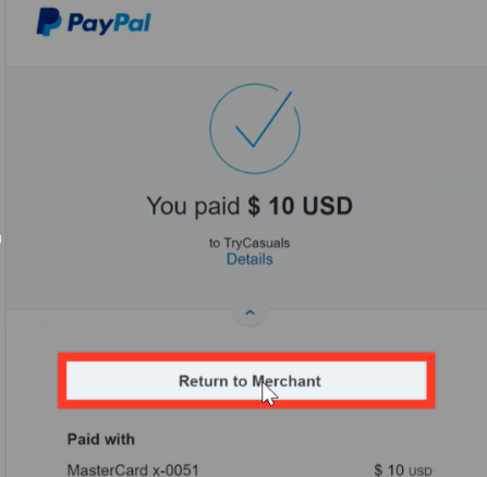 demo click on return to merchant