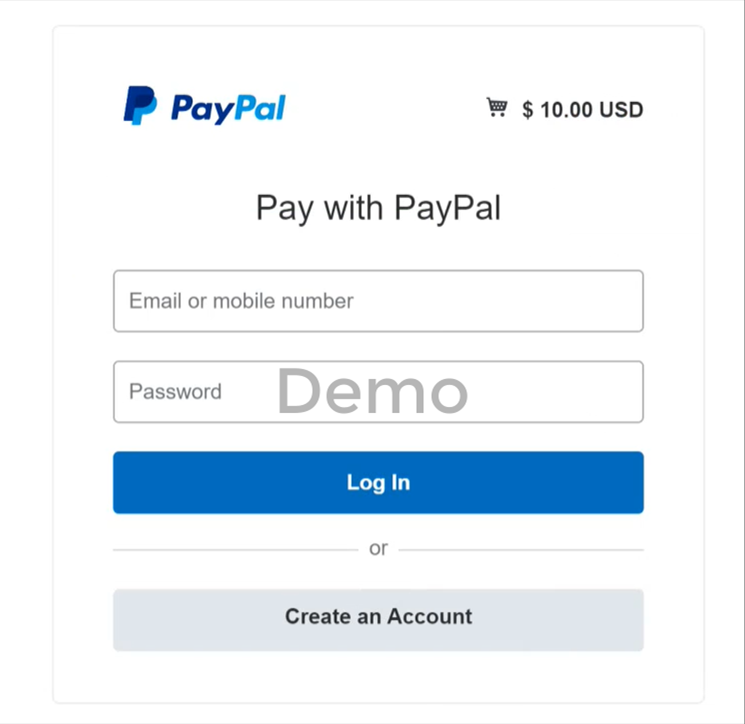 Login with Paypal and make payment