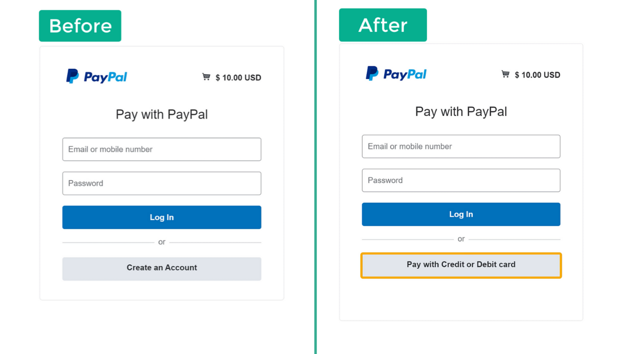 Allowing to pay without creating a PayPal account