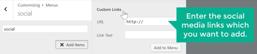 Custom links for social media