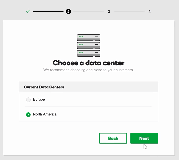 choose the data center for your hosting account