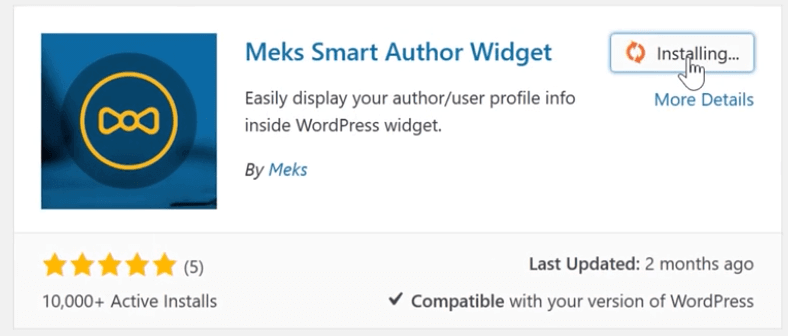 installing the meks smart author widget