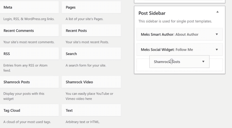 drag shamrock posts widget to sidebar