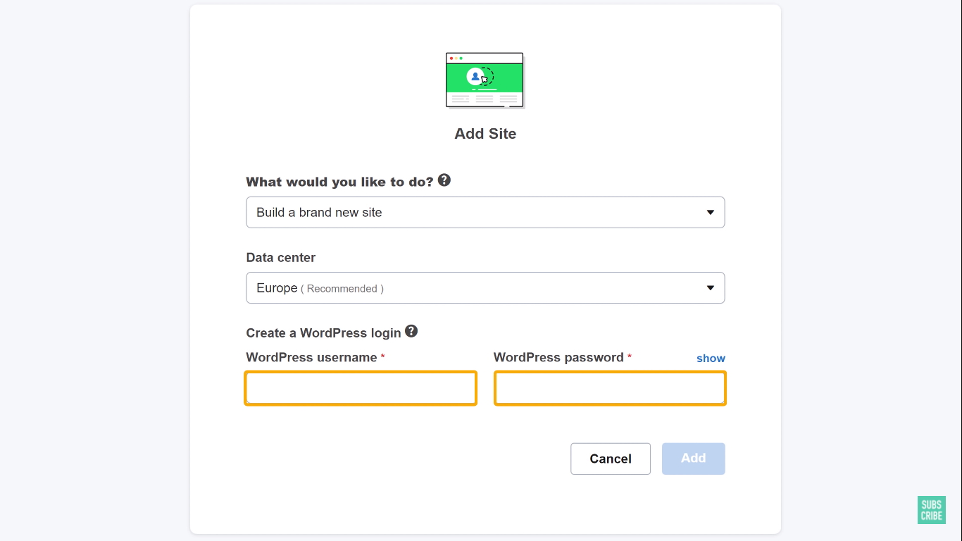 Enter Username and Password details