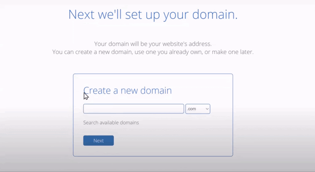 Enter desired domain name