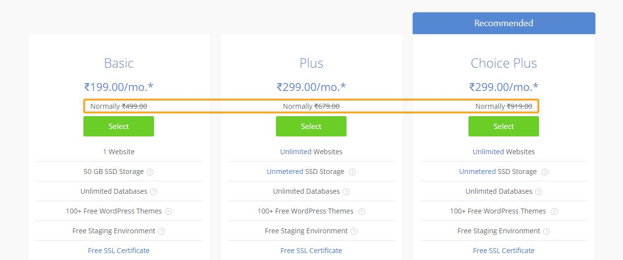 Bluehost original price