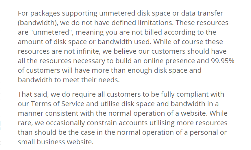 Unlimited hosting explained