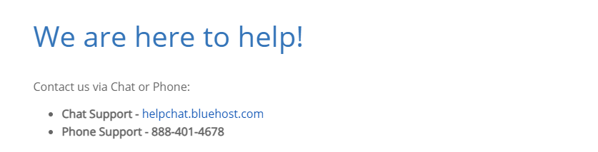 Bluehost customer support