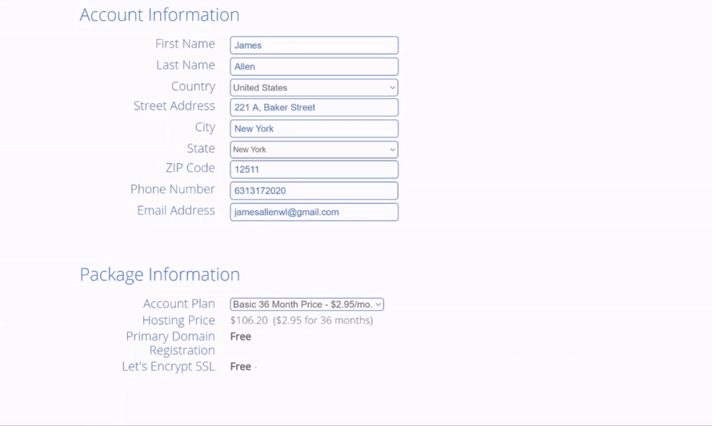 Select Plan information