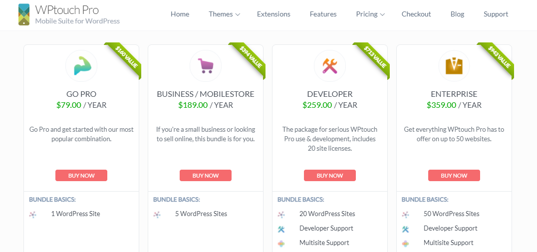 WPtouch Pro pricing