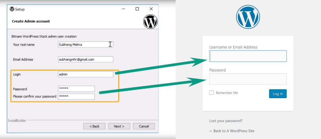 WordPress login page