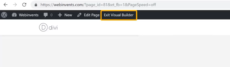 Click Exit visual builder