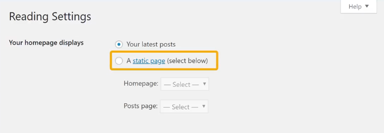 Select A static page
