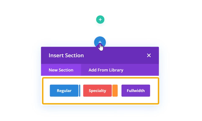 Three options to insert a section