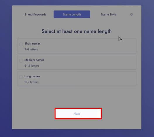 Select name length and click Next.