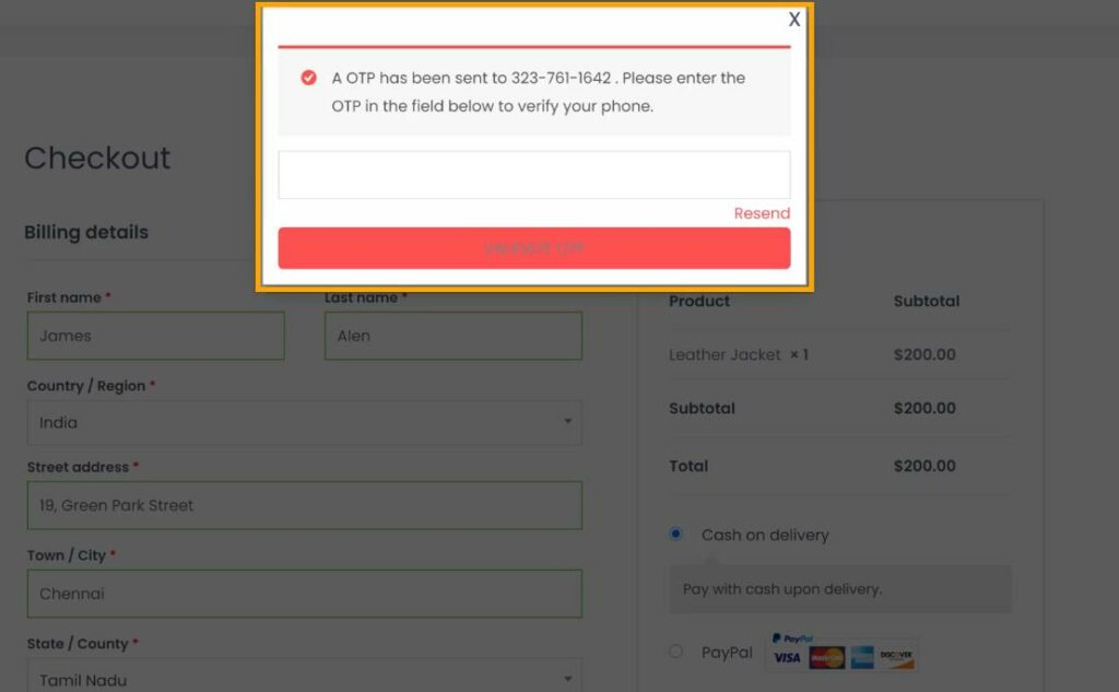 Validate OTP in Popup