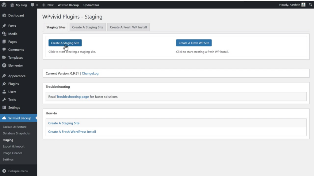 WPvivid Plugin - Create a staging site 