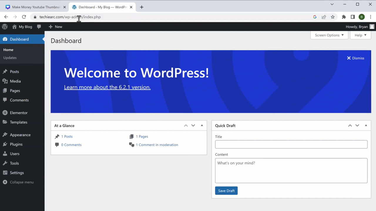 Select Post in WP dashboard